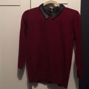 Club Monaco leather collar merino sweater